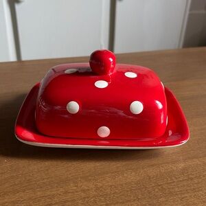 Red Polka Dot Butter Dish